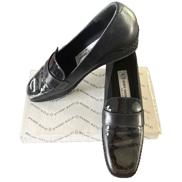 Andre Assous Shoes - Andre Assous Women's Pilar-1 Leather Woven Slip On Wedge Loafers Size 10 Black